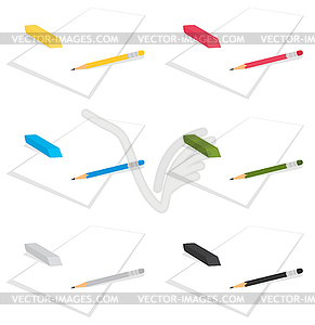Pencil and elastic band - vector clipart