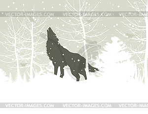 Wolf in wood - vector clip art