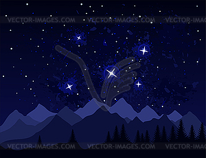 Night in mountains - vector clip art
