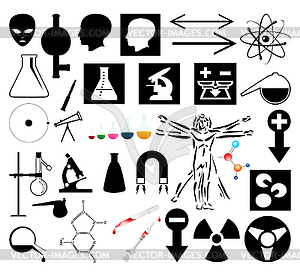 Science icons set - vector clipart