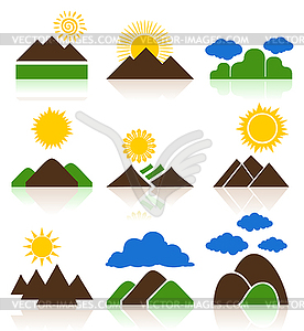 Икона горах - клипарт в векторном виде
