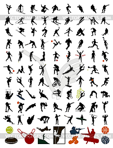 Collection of silhouettes of sportsmen - vector clip art