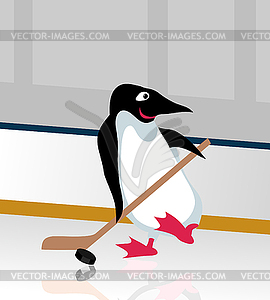 Penguin-hockey player - vector clipart / vector image