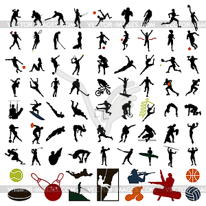 Silhouettes of sportsmen - vector clipart