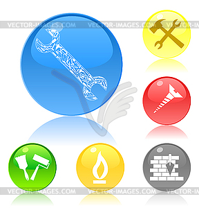 Buttons of tools - vector clip art