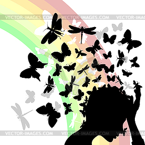 Butterflies of head - vector clipart