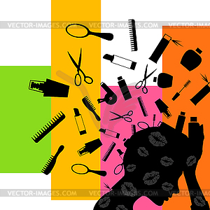 Cosmetics for head - color vector clipart