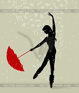 Dance with an umbrella - vector clipart