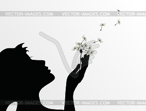 Girl and dandelion - vector image