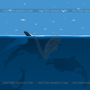 Hunting of whales - vector image