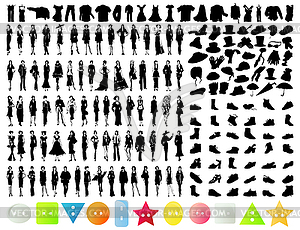 Models and clothes - vector clipart