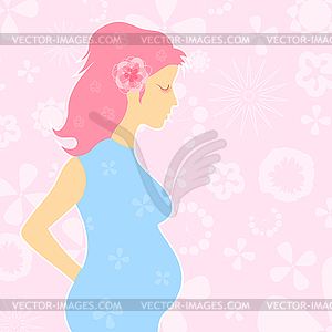Беременная девушка - иллюстрация в векторном формате