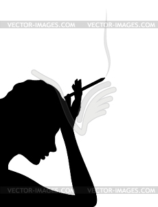 Курящая женщина - векторное изображение клипарта