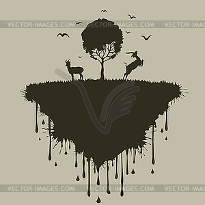 Island of deers - vector EPS clipart