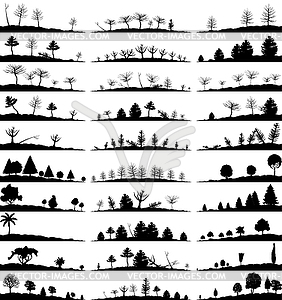 Set of landscape silhouettes - vector clipart