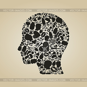 Head of part of body - stock vector clipart