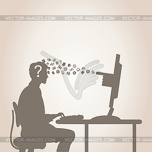 Computer and person - vector image