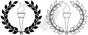 Olympic torch in laurel wreath - vector clip art