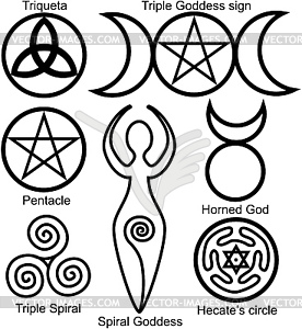 Set of Wiccan symbols - vector clipart