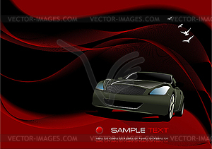 Abstract wave background with car image. - vector clip art