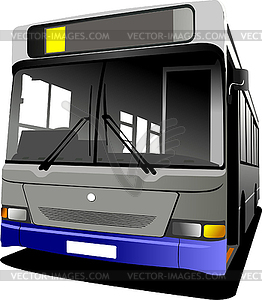 Grey city bus. Coach. - vector clipart