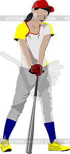 Baseball woman player - vector clipart