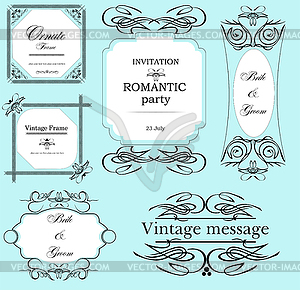 Set of ornate frames and ornaments with sample text. All - vector image