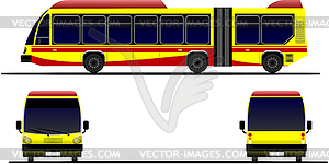 Three views of city bus on road. - vector clip art