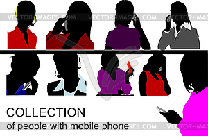 People speaking by mobile phone - vector clipart