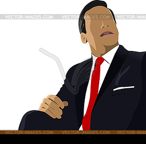 Relaxed businessman sits in office - vector clipart