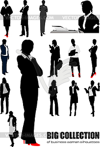 Big collection of business woman silhouettes. - vector clipart