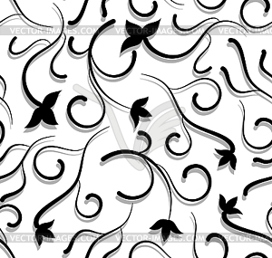 Black floral seamless - vector clipart
