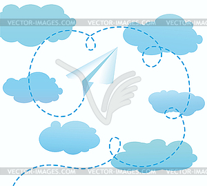 Way of paper airplane - vector image
