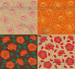 Rose seamless set - vector image