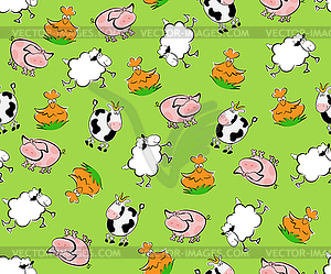 Farm animals seamless background - vector image