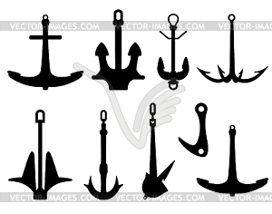 Anchor silhouettes set - vector clipart