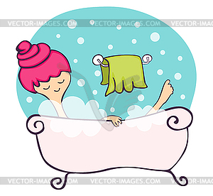 In bathtub - vector clip art