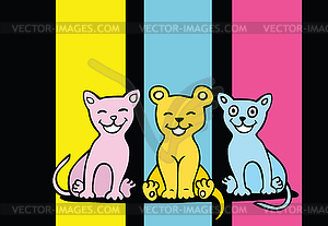Красочные кошек мультяшный на светлом фоне - векторизованный клипарт