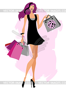 Woman Shopping Bags Vector Image