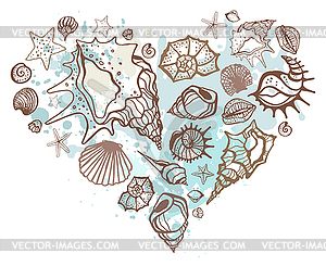 Heart of shells - vector clipart