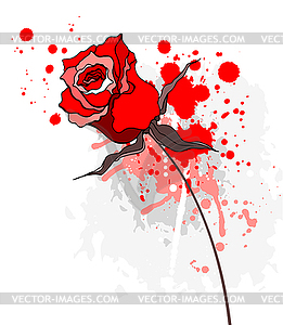 Красная роза в стиле гранж - стоковое векторное изображение