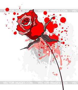 Grunge red rose - vector image