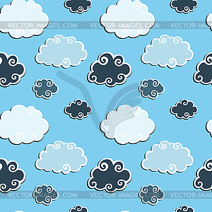 Seamless pattern with Blue Clouds - vector clip art