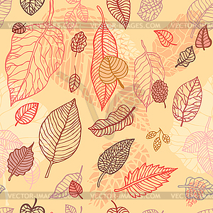 Autumn falling leaves seamless background - vector image