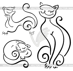 Funny cats sketch collections - vector image