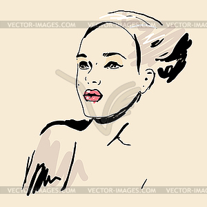 Sketch Beautiful girl - vector image