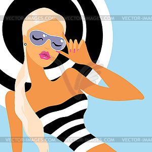 Beautiful Summer girl in hat - vector clipart