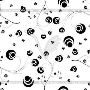 Black flowers on white background - vector clipart