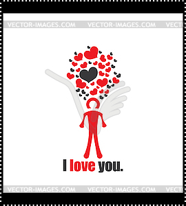 Human with hearts - vector image