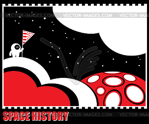 Funny monster in space - stock vector clipart